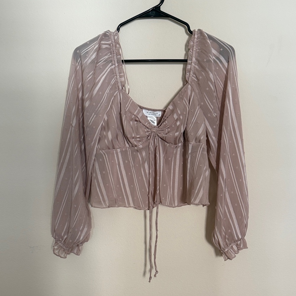 Kirious Dusty Pink Blouse with White Stripes